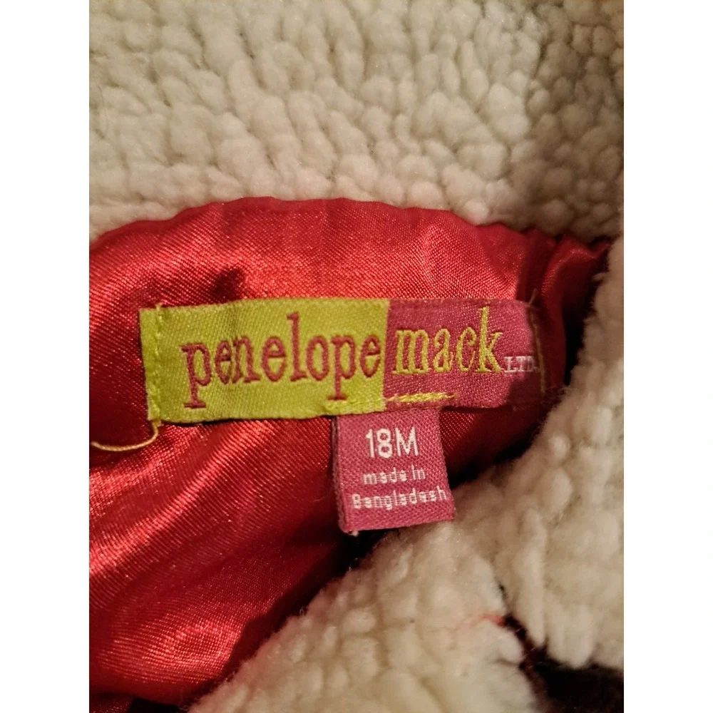 Penelope Mack Baby 18 Months Buffalo Plaid Wool Blend Coat Sherpa Trim‎ Red